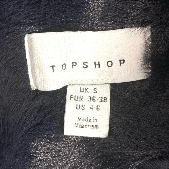 *SOLD* Topshop ASOS Fluffy Longline Faux Fur Fluffy Trench Coat Navy Small NEW - Picture 8 of 8